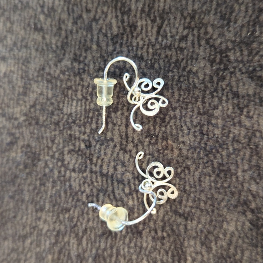 Silver butterfly dangle earrings